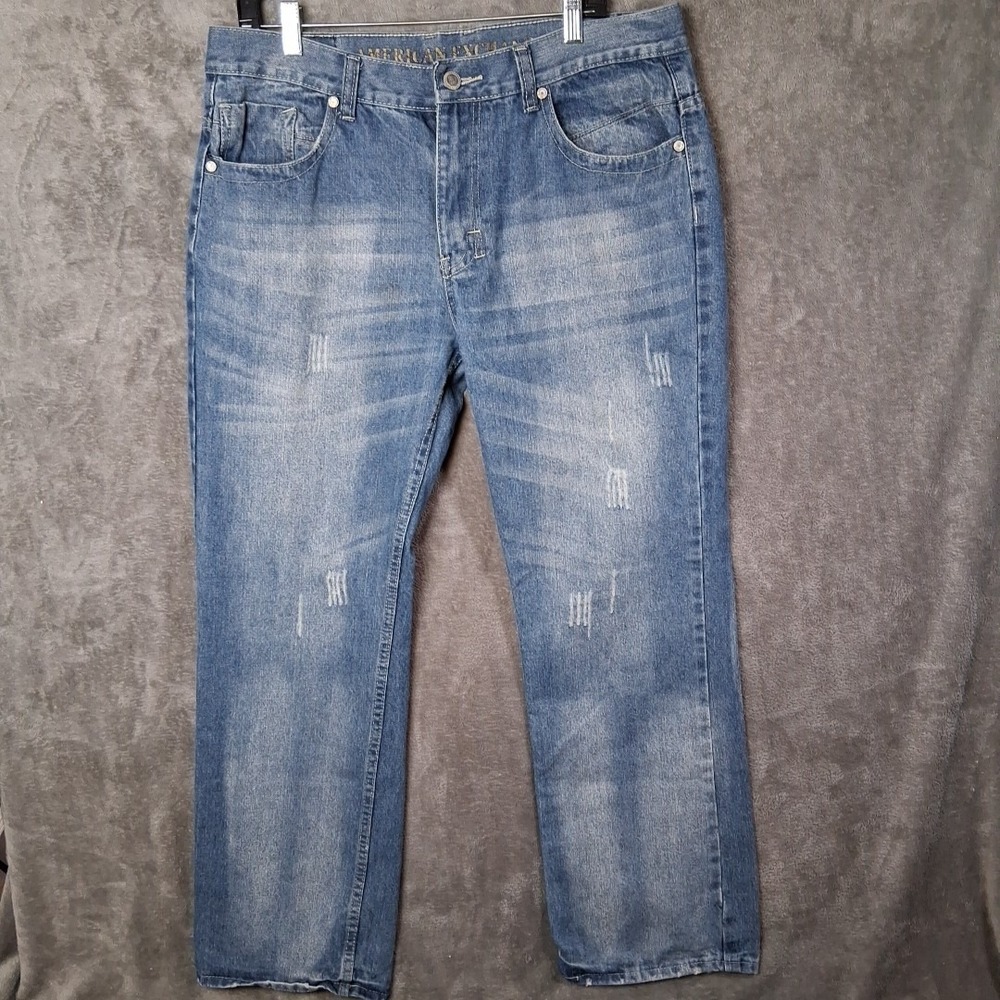 American Exchange Jeans Mens Size 36x32‎ Straight Leg Blue Denim Y2k Style